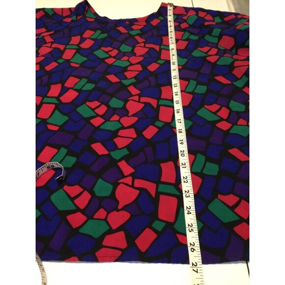 Vintage Womens Blouse Top Colorful Stained Glass Look Plus Size 18 W Truffles - Picture 6 of 6